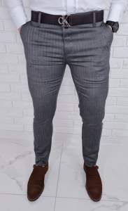 Eleganckie spodnie w jodełkę ciemnoszare 77G
