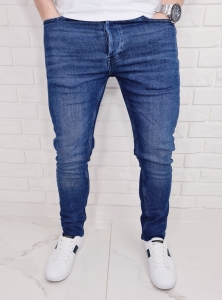 Niebieskie jeansy męskie slim fit zwężane Blue-1