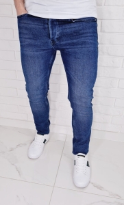Niebieskie jeansy męskie slim fit zwężane Blue-1