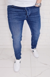 Niebieskie jeansy męskie slim fit zwężane Blue-1