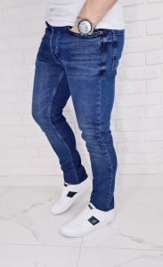 Niebieskie jeansy męskie slim fit zwężane Blue-1