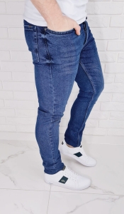 Niebieskie jeansy męskie slim fit zwężane Blue-1