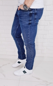 Niebieskie jeansy męskie slim fit zwężane Blue-1