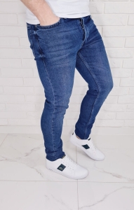 Niebieskie jeansy męskie slim fit zwężane Blue-1