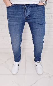 Jeansy z przetarciami męskie slim fit Blue-3