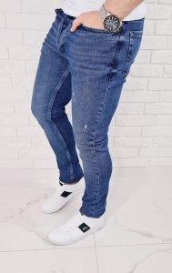 Jeansy z przetarciami męskie slim fit Blue-3