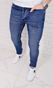 Jeansy z przetarciami męskie slim fit Blue-3