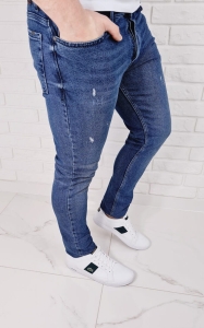 Jeansy z przetarciami męskie slim fit Blue-3