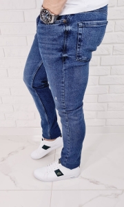 Jeansy z przetarciami męskie slim fit Blue-3