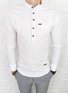 Biała koszula męska slim fit zapięcie do połowy 0376/1
