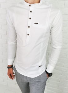 Biała koszula męska slim fit zapięcie do połowy 0376/1