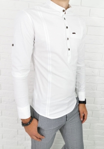 Biała koszula męska slim fit zapięcie do połowy 0376/1