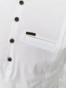 Biała koszula męska slim fit zapięcie do połowy 0376/1