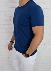 T-shirt męski bez nadruku niebieski basic Tommy life 87911