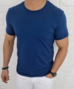T-shirt męski bez nadruku niebieski basic Tommy life 87911