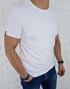 T-shirt męski bez nadruku biały basic Tommy life 87911