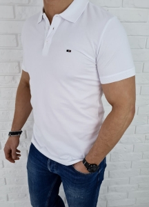 Biała koszulka polo męska 7263 Stylovy