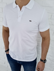 Biała koszulka polo męska 7263 Stylovy