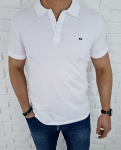 Biała koszulka polo męska 7263 Stylovy