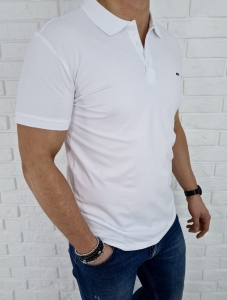 Biała koszulka polo męska 7263 Stylovy