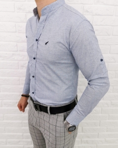 Biało niebieska męska koszula slim fit ze stójką 0284/59