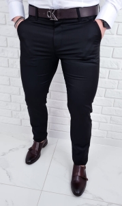 Czarne spodnie eleganckie slim fit wizytowe Stylovy D-1100