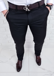 Czarne spodnie eleganckie slim fit wizytowe Stylovy D-1100