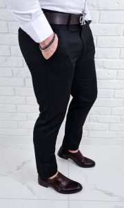 Czarne spodnie eleganckie slim fit wizytowe Stylovy D-1100