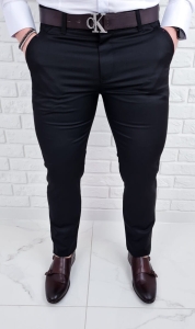 Czarne spodnie eleganckie slim fit wizytowe Stylovy D-1100
