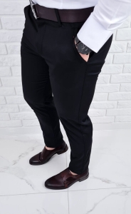 Czarne spodnie eleganckie slim fit wizytowe Stylovy D-1100