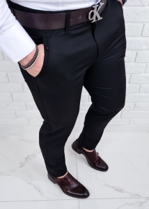 Czarne spodnie eleganckie slim fit wizytowe Stylovy D-1100