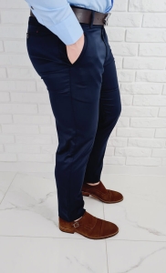 Ciemnogranatowe spodnie eleganckie slim fit wizytowe Stylovy D-1105