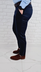 Ciemnogranatowe spodnie eleganckie slim fit wizytowe Stylovy D-1105