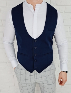 Elegancka granatowa kamizelka męska slim fit Stylovy 1001
