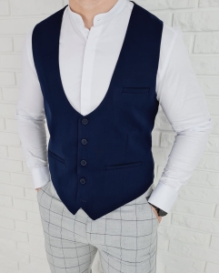 Elegancka granatowa kamizelka męska slim fit Stylovy 1001