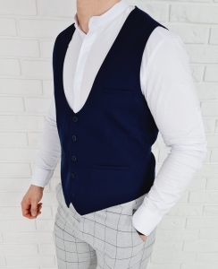 Elegancka granatowa kamizelka męska slim fit Stylovy 1001
