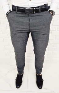 Ciemnoszare spodnie materiałowe chinosy męskie slim fit 1769