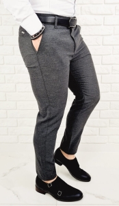 Ciemnoszare spodnie materiałowe chinosy męskie slim fit 1769