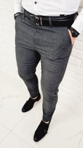 Ciemnoszare spodnie materiałowe chinosy męskie slim fit 1769
