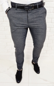 Ciemnoszare spodnie materiałowe chinosy męskie slim fit 1769
