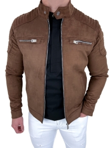 Zamszowa kurtka camel męska ramoneska biker Stylovy