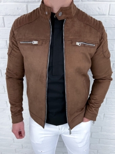 Zamszowa kurtka camel męska ramoneska biker Stylovy