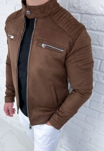 Zamszowa kurtka camel męska ramoneska biker Stylovy