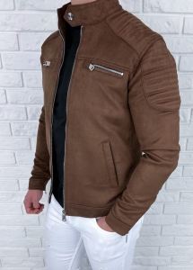 Zamszowa kurtka camel męska ramoneska biker Stylovy