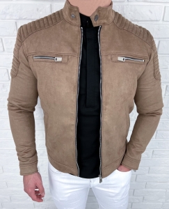 Zamszowa beżowa ramoneska kurtka męska biker Stylovy