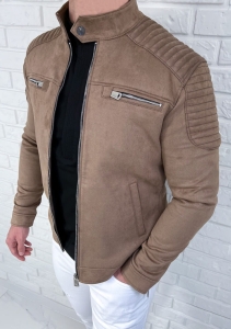 Zamszowa beżowa ramoneska kurtka męska biker Stylovy