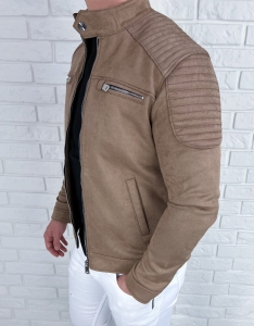 Zamszowa beżowa ramoneska kurtka męska biker Stylovy