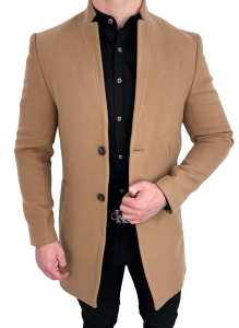 Płaszcz męski camel ze stójką z wełną 9300