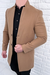Płaszcz męski camel ze stójką z wełną 9300