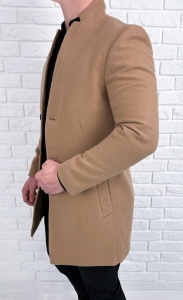 Płaszcz męski camel ze stójką z wełną 9300